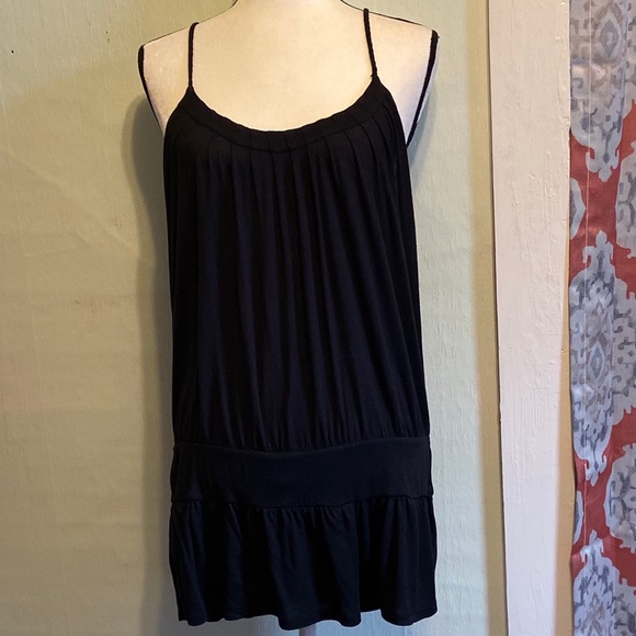 Ann Taylor Tops - ANN TAYLOR Med black spaghetti strap peplum tunic